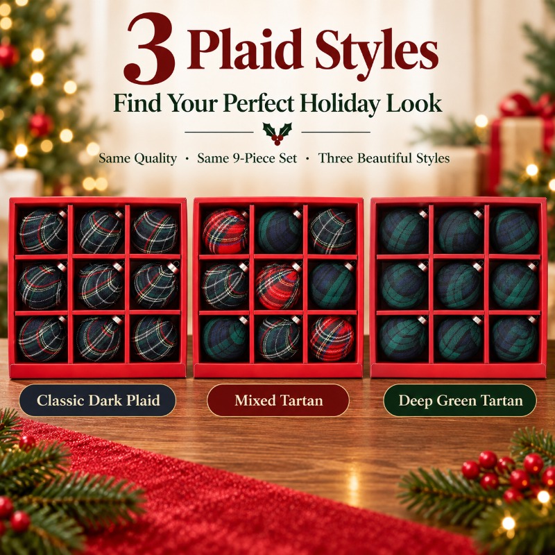 9Pcs 8cm Fabric Wrapped Plaid  - Gift Box Wrap Set review and price
