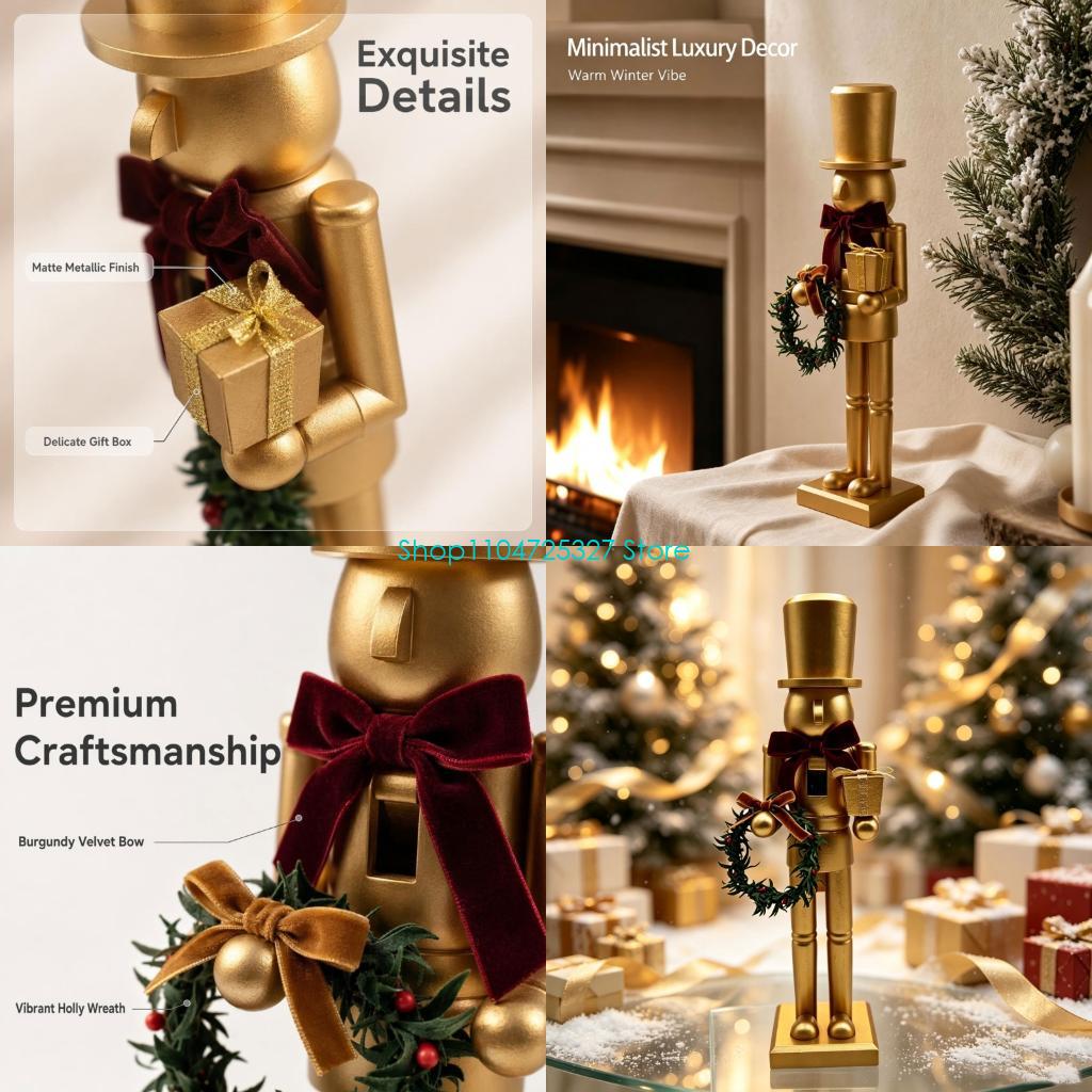 D8KF Christmas Wooden Gold Nut - Nutcracker Figurine review and price