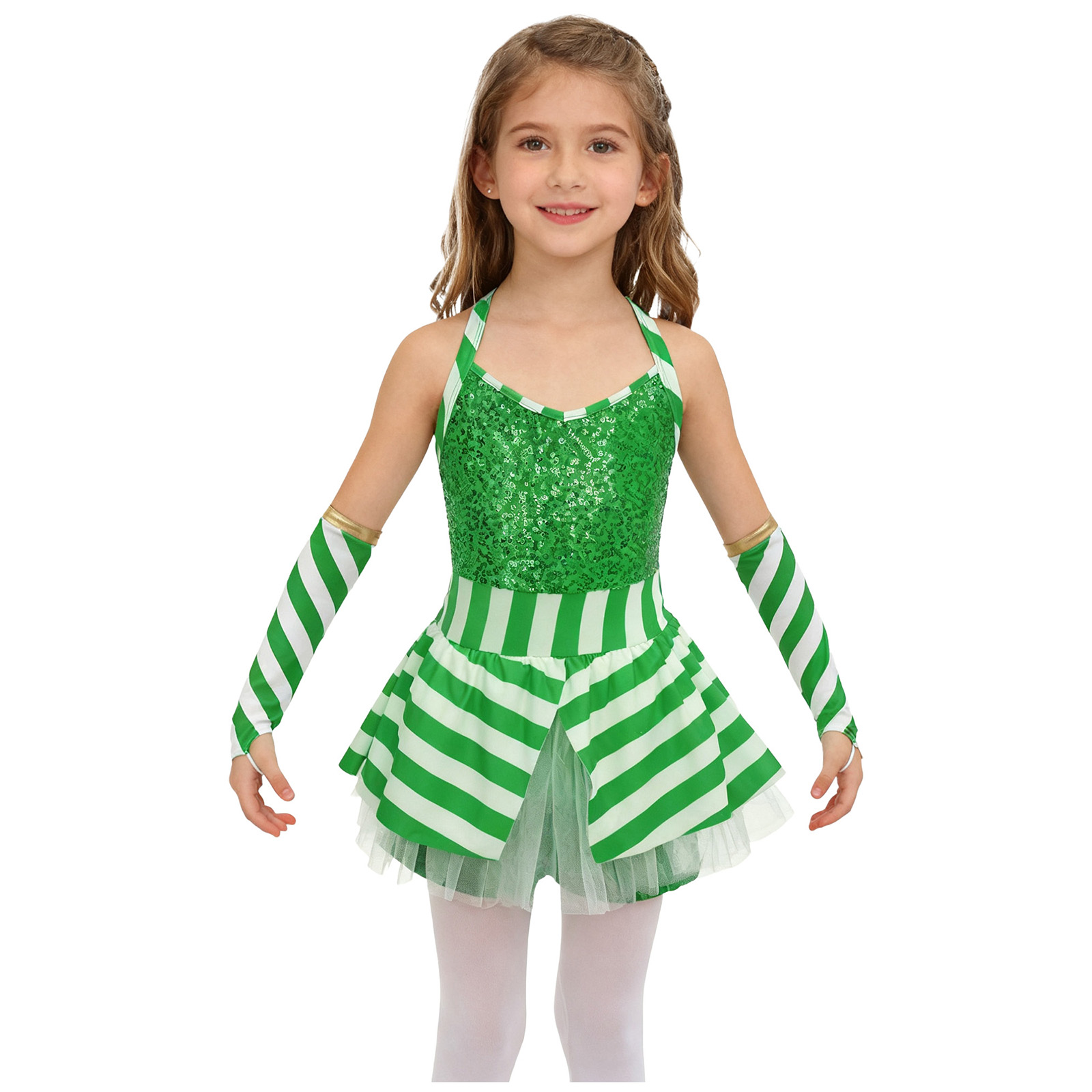 Girls Christmas Candy Cane Str - Elf Costume Christmas review and price